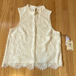White-cream lace garage camisole tank - mock neck (xs)